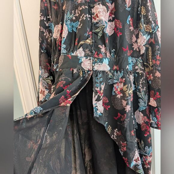 The Pyramid Collection Butterfly Floral Dark Romance Tunic Kimono 1X - Picture 6 of 13